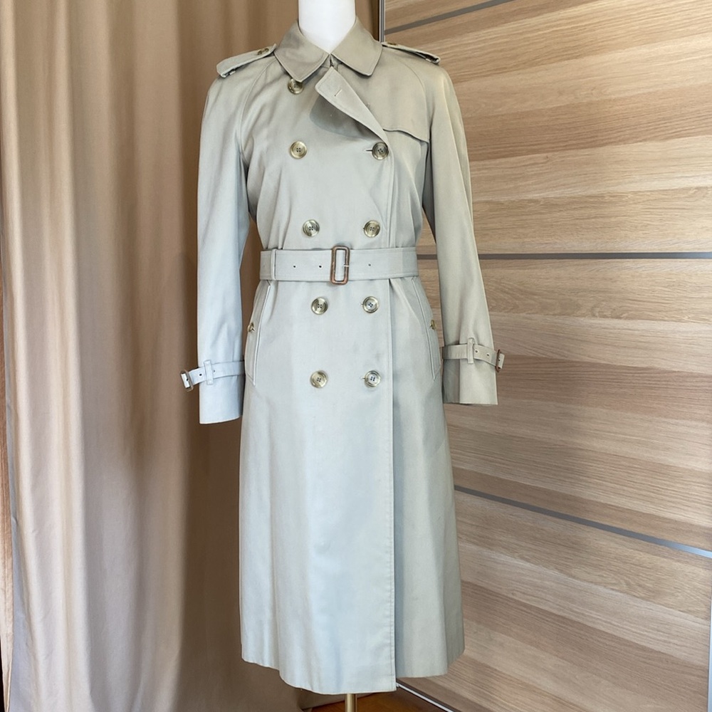 Vintage Burberrys London Trench Coat Size 10 Regular Nova Check Liner Beige